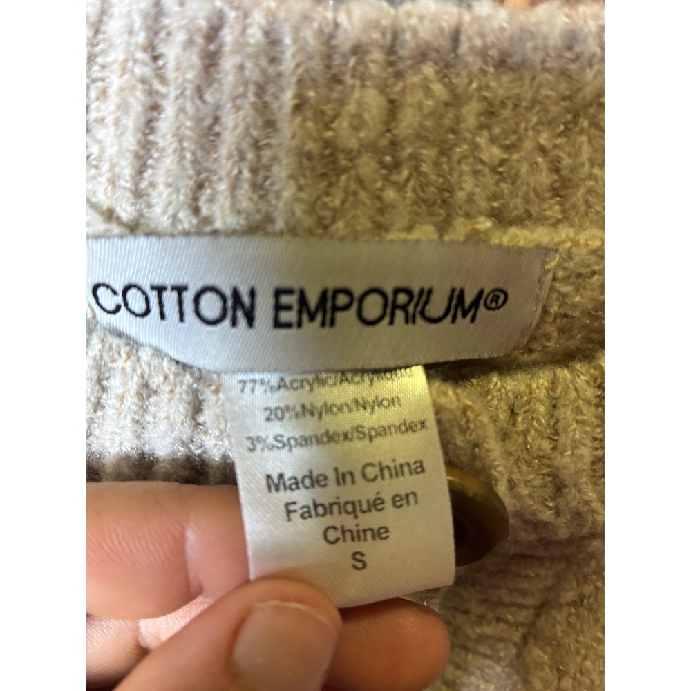 Cotton Emporium Womens Small Oatmeal Beige Knit Button Front Cardigan Sweater - Picture 3 of 3